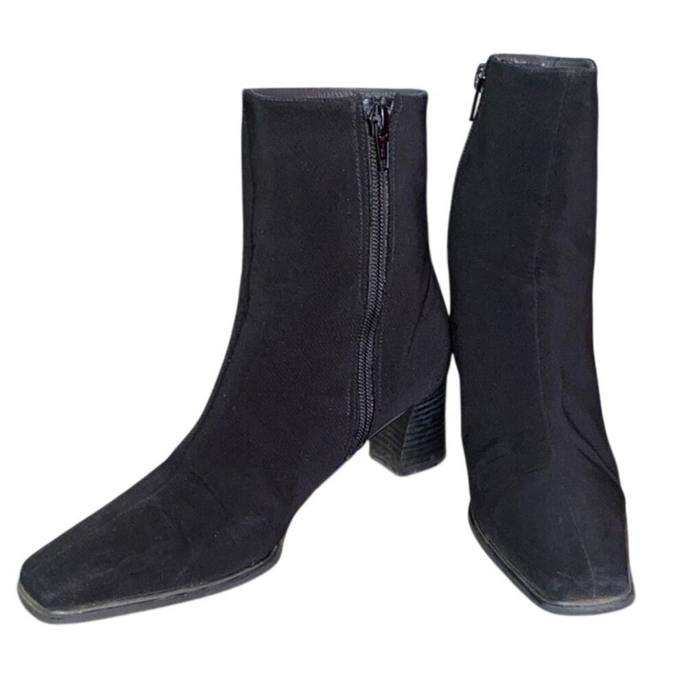 Stuart Weitzman Women's Ankle Boots, Size 8 W, Black Suede Booties with Zip-Up
